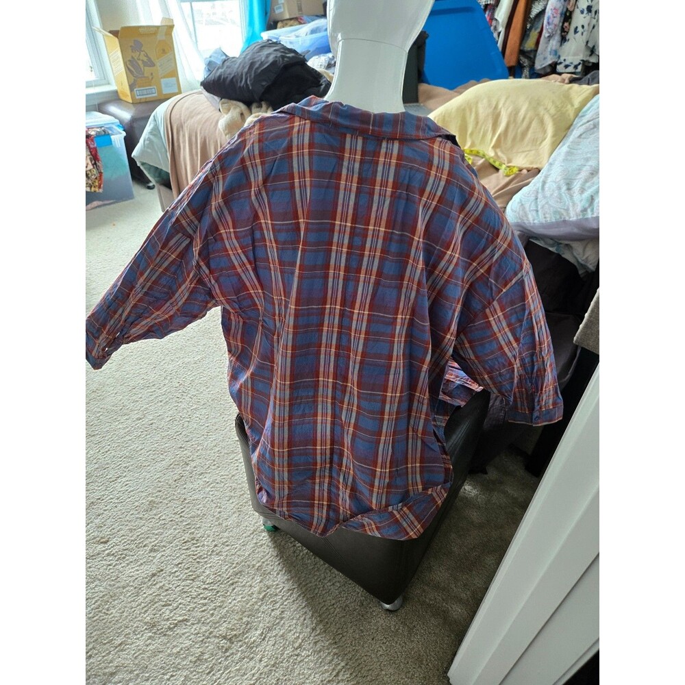 Women's Melrose and Market Plaid Button Down Shirt Long Sleeve. XL